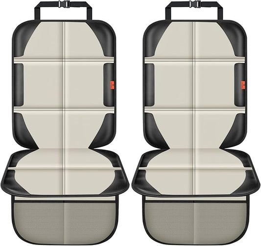 XHYANG Car Seat Protector,2 Pack Car Seat Protectors Baby Carseat Waterproof Durable 600D Fabric for Child Baby Car Seat Mat Vehicle Pet Cover 2 Storage Pockets (2 Pack Beige)