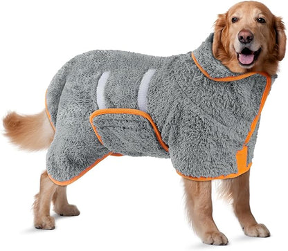 Bienbee Dog Bathrobe, Quick Drying Super Absorbent Dog Robes for After Bath, Warm Keeping Dogs Towel, Dogs Bath Supplies, Gray XL
