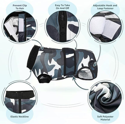Lukovee Recovery Suit for Dogs, Zipper On Recovery Suit for Female Male Dog, Onesie Abdominal Wounds Cone E-Collar Alternative Prevent Licking Spay Recovery Suit (CF,XS)