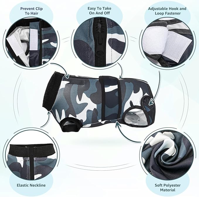 Lukovee Recovery Suit for Dogs, Zipper On Recovery Suit for Female Male Dog, Onesie Abdominal Wounds Cone E-Collar Alternative Prevent Licking Spay Recovery Suit (XXL,CF)
