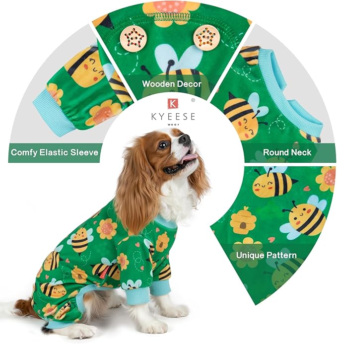 KYEESE Dog Pajamas Soft Pet Onesie Costume og Pajamas Medium Sized Dogs Stretchy Pets Pjs Clothes Little Bee Pets Pjs Comfy Dogs Clothes Velvet Pet Jammies Coat, XX-Large