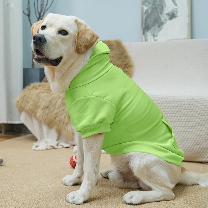 KOOLTAIL Dog Hoodie for Large Medium Small Dogs, Soft and Warm Pet Sweater with Leash Hole and Pocket Boy Girl, Puppy Fall Winter Jacket Clothes, French Pitbull Cold Weather Coat Sweatshirt,Green XL
