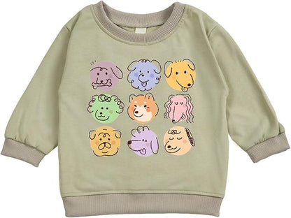 Toddler Baby Cute Dog Puppy Long Sleeve Sweatshirt Top Jogger Pants Set Cute Fall Winter Clothes Set