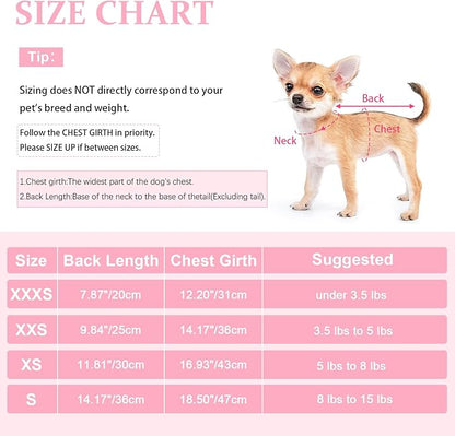 YIKEYO Small Dog Sweater,Dog Pajamas for Small Dogs,Cotton Stretchable Pet Pajamass Jammies Sweater for Dogs Female Male,Valentine's Day Winter Clothes Doggy Puppy Girl(Pink, XS)