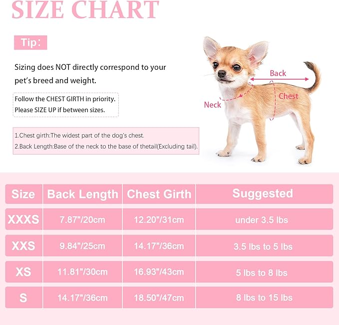 YIKEYO Small Dog Sweater,Dog Pajamas for Small Dogs,Cotton Stretchable Pet Pajamass Jammies Sweater for Dogs Female Male,Valentine's Day Winter Clothes Doggy Puppy Girl(Pink, XXS)