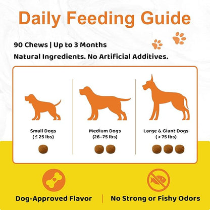 Dog Allergy Chews for Itchy Skin Relief - Seasonal Allergy and Immune Support with Colostrum, Omega 3, Probiotics, Turmeric, Zinc, Vitamins B & E - Helps with Paw Licking & Scratching - 90 Soft Chews