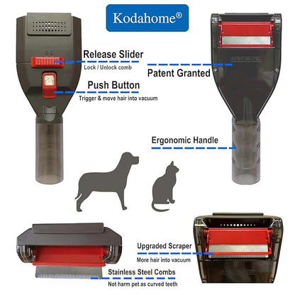 Dog Brush Vacuum Attachment with 1"-1.75" Universal Adapters for Vacuum Cleaners, Pet Hair Shedding Grooming Tool Kit with Long Extension Hose
