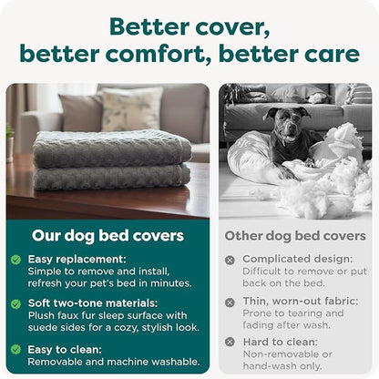Furhaven Replacement Dog Bed Cover Ultra Plush Faux Fur & Suede Mattress, Machine Washable - Gray, Large