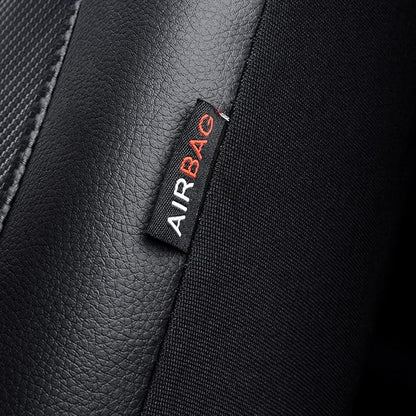 Flying Banner car seat Covers Protects Water Proof Faux Leather Carbon Fiber Fronts Solid Black (Solid Black, Front Pair)