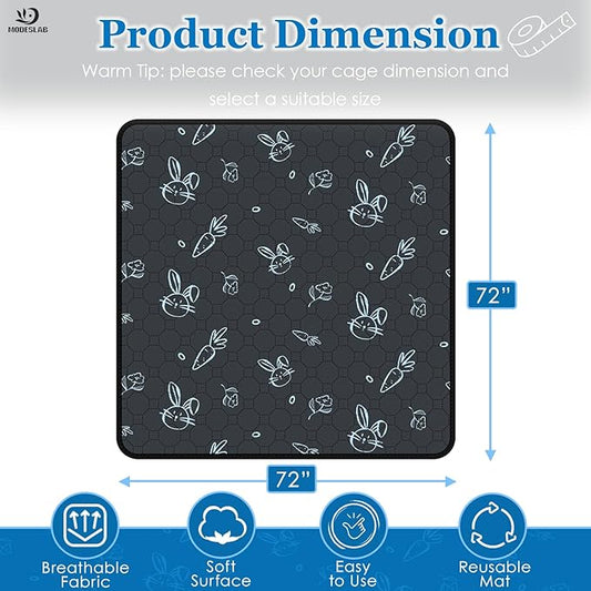 Guinea Pig Cage Liner Washable, 72in x 72in Ultra-Absorbent Guinea Pig Bedding for Cage Non-Slip Leak-Proof Pee Pads for Dogs Rabbit Bunny Cat Litter Mat, Navy