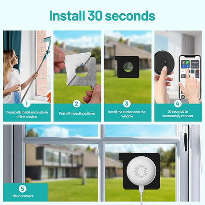 2K Window Security Camera - 4 Pack, Color Night Vision, 5G & 2.4GHz WiFi, AI Motion/Human Detection, Real-time Alarm, 2-Way Audio, Alexa, 24/7 Recording, Easy Install