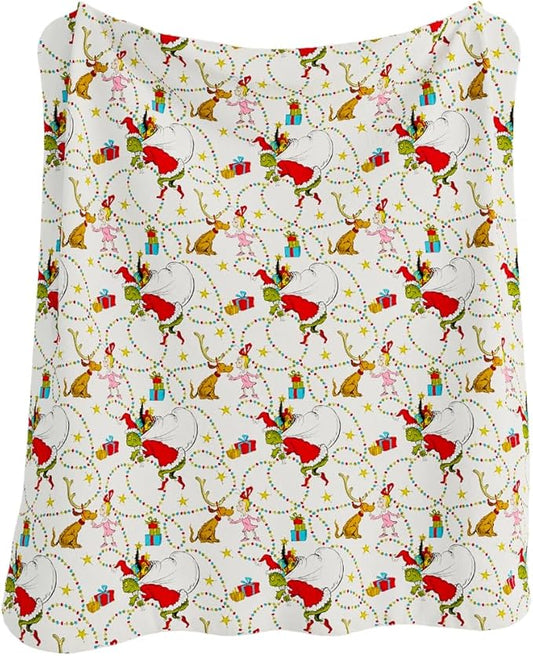 Dr. Seuss The Grinch Holiday Bedding Super Soft Plush Micro Raschel Blanket, 90 in x 90 in, (Official Licensed Product) By Franco