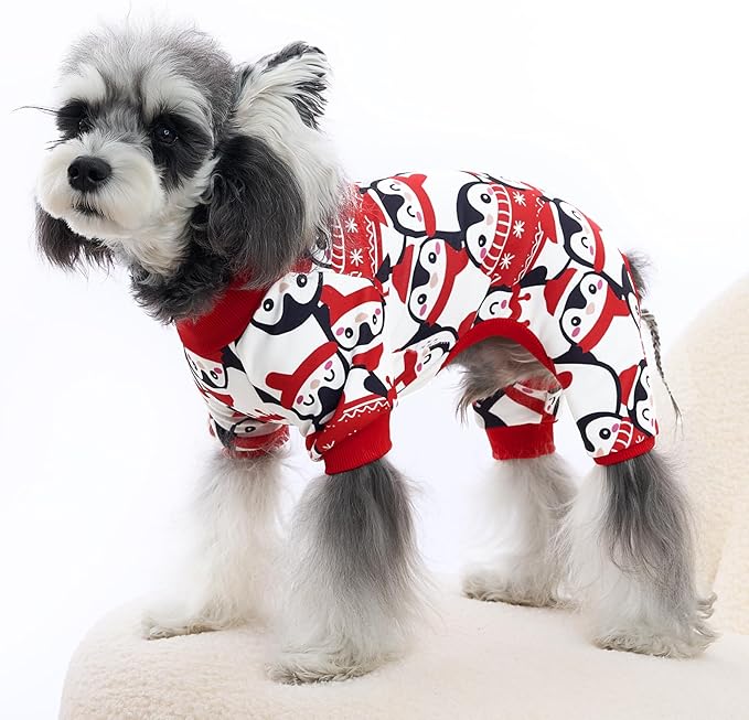 XPUDAC 4 Pack Dog Pajamas Cute Soft Dog Clothes for Small Medium Dogs Boy Girl Stretchy Pjs Jammies Outfit Puppy Onesies, Large