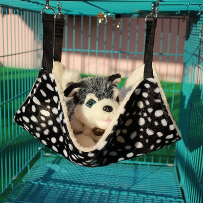 Parts Express Pet Cage Hammock, Polyester Polka Dot Small Pet Animal Small Dog Puppy Cat Kitty Kitten Ferret Hanging Hammock Bed Sleepy Pad Comforter Black and White