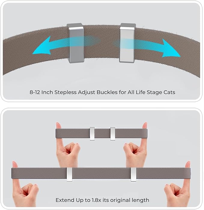 AirTag Cat Collar, Ultra Elastic Cat Tracker Collar with Apple Air Tag Holder, [Lightweight & Scratch Resistant] Stepless Adjustable GPS Pet Tracking Collars for Cats Kittens (Brown)