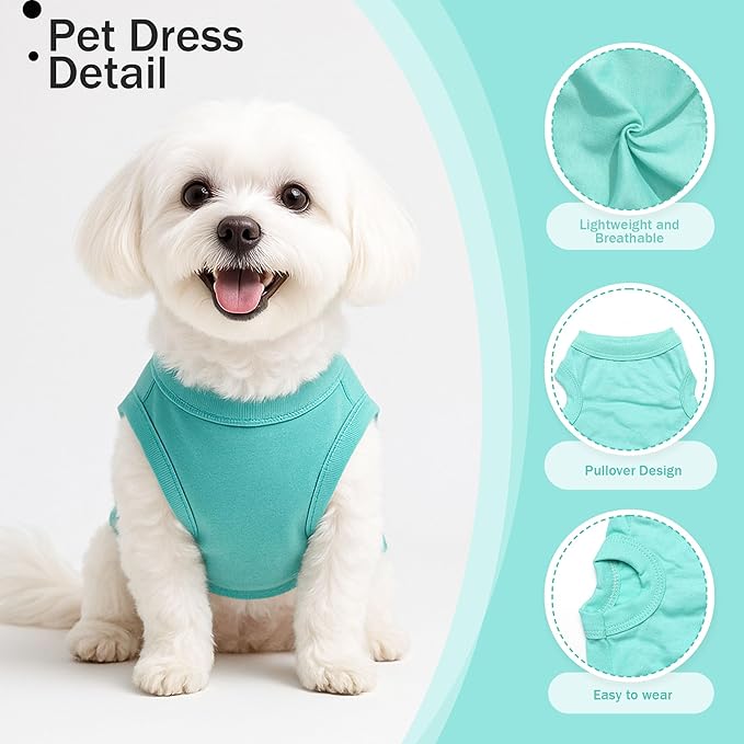 2 Pieces Chihuahua Clothes Dog Clothes for Small Dogs Girl Boy Spring Summer Puppy Soft Dog Shirt Solid Color Pet Clothing Cute Cat Cloth XXS~M (X-Small)