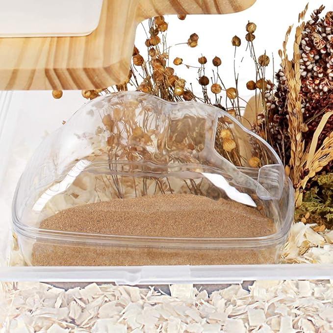 Hamster Small Animal Sand Bath Box Bathtub Critter's Bathroom with Bath Sand and Scoop Accessories for Mice Hedgehog Lemming Gerbils or Other Small Pets (Large)