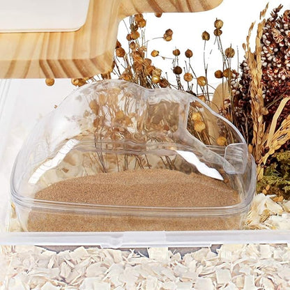 Hamster Small Animal Sand Bath Box Bathtub Critter's Bathroom with Bath Sand and Scoop Accessories for Mice Hedgehog Lemming Gerbils or Other Small Pets (Large)