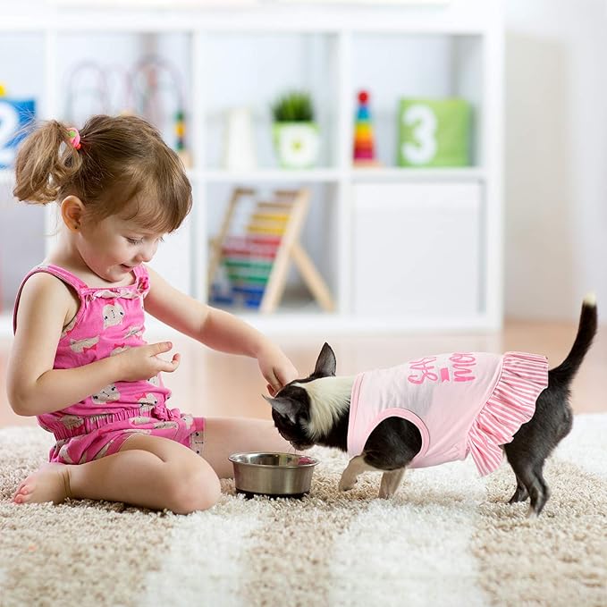 Weewooday 4 Pieces Dog Dress Shirt Cute Pink Dog Clothes Pet Princess Dress Puppy Summer Apparel Clothes Skirt Shirt with Ruffles Apparel for Small Puppy Cats Pet(XS)