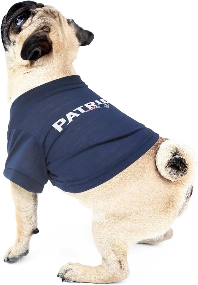 Littlearth NFL New England Patriots Pet T-Shirt, Team Color, Small