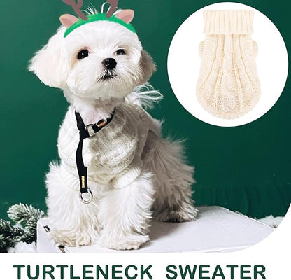 2 Pack Dog Sweaters for Small Dogs, Chihuahua Yorkie Sweater, Puppy Clothes Winter Warm Pullover Clothing, Pet Cat Cold Weather Puppy Cold Outfits Beige+Purple XXS