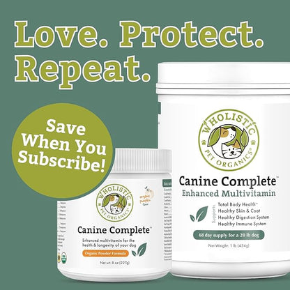 Wholistic Pet Organics Canine Complete - Dog Multivitamin Powder - 8 oz - Daily Dog Vitamins and Supplements for Homemade Food - Immune System, Skin, Coat & Overall Health - All Breeds - 22 Scoops