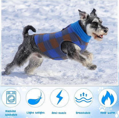 Reginary 10 Pack Large Dog Sweaters Fleece Pet Dog Clothes with Leash Ring Soft Warm Winter Puppy Plaid Shirt(Bright)