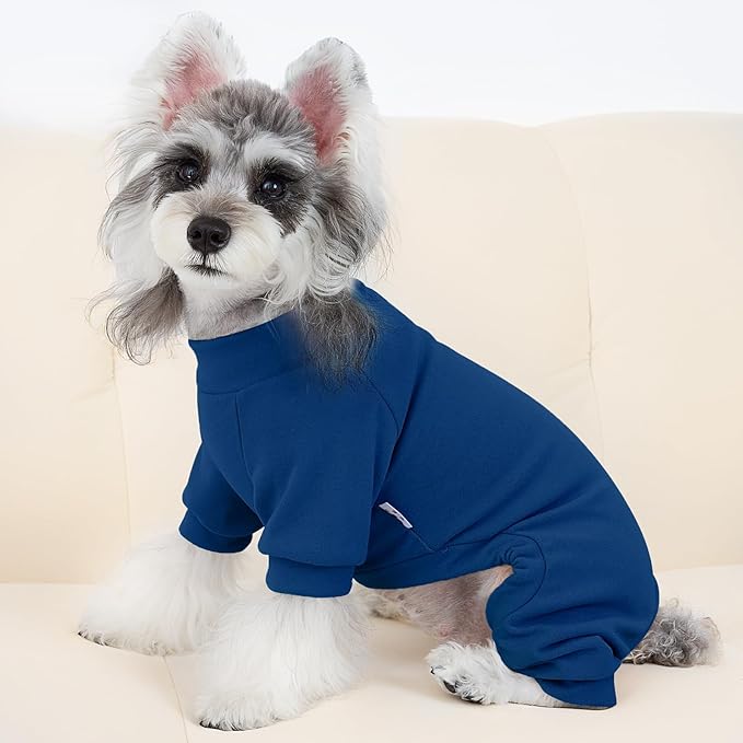 XPUDAC 3 Pack Fleece Dog Pajamas Winter Dog Clothes for Small Medium Dogs Boy Girl Warm Soft Puppy Outfit Pet Costume, Light Sky Blue, Navy, Light Gray, M
