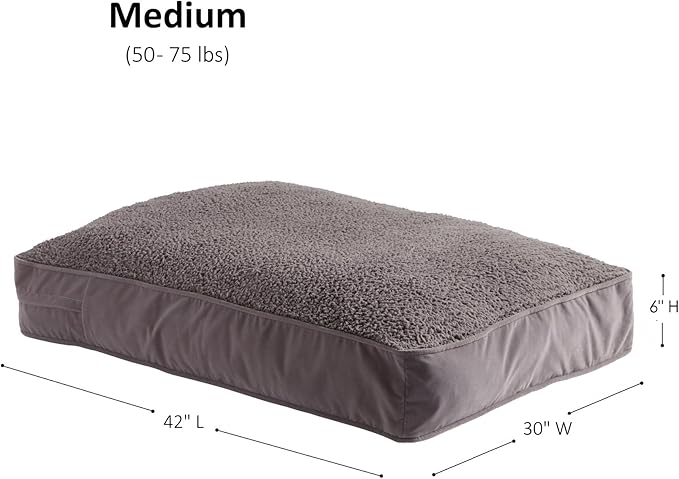 Buster Deluxe Reversible Pillow Style Sherpa Dog Bed, Gray, Medium (42 x 30 in.)