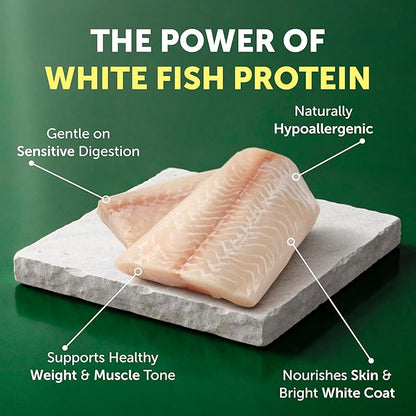 Nature's Protection Grain Free Dry Dog Food for Large Dogs - High Protein, Tear Stain Formula - Bigger Kibble for Adult Dogs with Light Fur (Superior Care - White Fish, 22 lb)