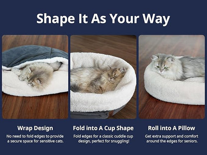 Heated Cat Bed with Auto Shut Off Timer, 17.7" x 13.7" Adjustable Temperature Indoor Pet Heating Cushion Bed for Kittens, Cats, Puppies and Small Dogs, Gray