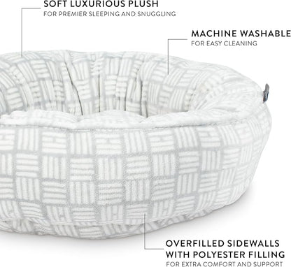 Fringe Studio Handdrawn Bookliner Gray Small Circle Microplush Pet Bed 18" - Poly Filled - Machine Washable (742006)