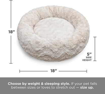 Best Friends by Sheri The Original Calming Donut Dog Bed for Extra-Small Dogs up to 10 lbs, Lux Faux Fur, Oyster, 18" x 18"