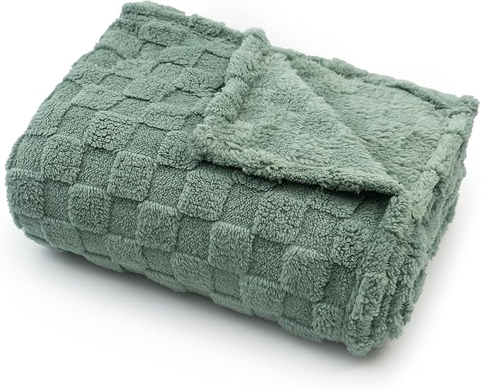 Americanflat 60x80 Jacquard Fleece Throw Blanket - Soft and Breathable Throw Blanket for Couch, Bed, Chair - Fleece Blankets Perfect for Home, Bedroom, or Outdoor Use - Checkered Design in Green