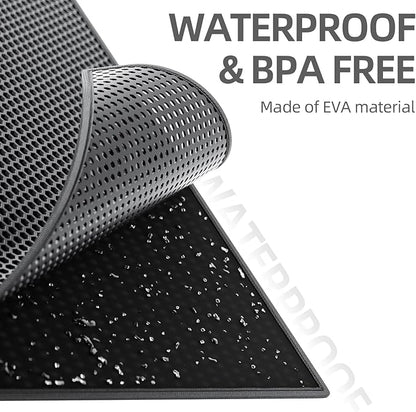 ESTHELLO Cat Litter Mat Large, Cat Litter Trapping Mat, Honeycomb Double Layer Design, Easy to Clean,Washable (36’’ x 30’’ Black)