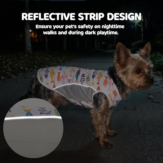 UPF 50+ Sun Protection Dog T-Shirt, 2 Pack Lightweight Sleeveless Dog Vest for Medium Dogs Boy – Reflective Strips, Quick-Dry Pet Apparel, Sports Fan Shirt P23ST00509XXL