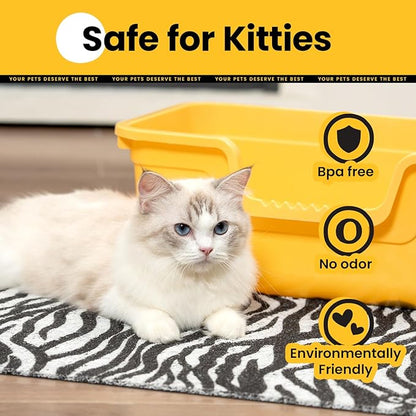 Conlun Cat Litter Mat Litter Trapping Mat, Premium Durable PVC Cute Cat Litter Box Mat, Non-Slip, Less Waste Kitty Litter Mat, Soft on Kitty’s Paws, 24”x 17” cat matts for litter, Zebra Stripe