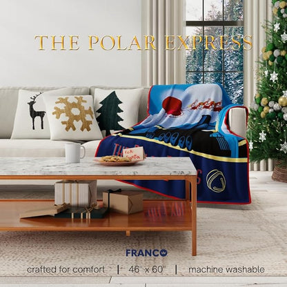 The Polar Express Holiday Bedding Super Soft Micro Raschel Throw, 46 in x 60 in, (Official Licensed Product) by Franco Collectibles