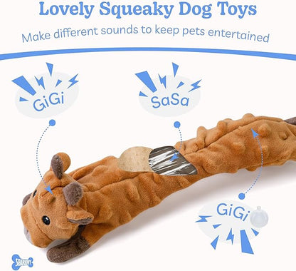 SHARLOVY Dog Squeaky Toys Pack, Bubble Plush Puppy Teething Pet Toys, Crinkle No Stuffing Animals Dog Toy, Doggies Chew for Large Small Medium Breeds