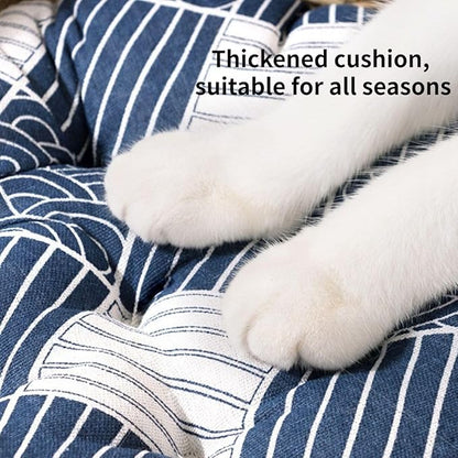 Cat Bed, Straw Woven Cat Baskets Bed, Round Wicker Cat Basket Nest, Non-Slip Cozy Kitten Bed for Cats Small Dog (Only Nest,Medium)