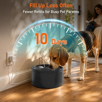 MISFANS Ceramic Dog Water Fountain, 4L/135oz/1.1Gal – All-Ceramic Body with Copper Water Spout – Pet Drinking Fountain for Medium & Small Dogs, Ultra-Quiet Pump, Includes 3 Filters & Sponges