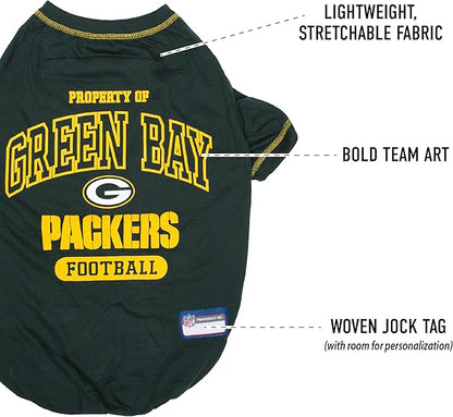 NFL Green Bay Packers Dog T-Shirt for Pets, Size Medium. Officially Licensed Pet Shirt with Team Logo, Soft Stretchable Comfort Fit Apparel for Dogs & Cats