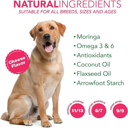 6 in 1 Superfood Dog Supplement with Organic Moringa | Treats for Immune System and Overall Health | Pets All Natural Multivitamins - 90 Chews