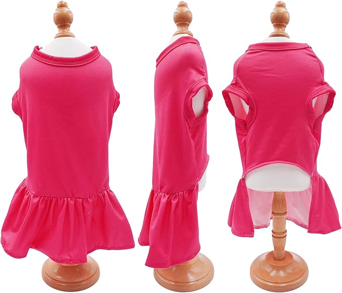 4PCS/Pack Dog Dresses Shirts Pink for Medium Dogs Girl Female Purple Red Skirts Spring Summer Clothes Pet Apparel Cat Sundress Stretchable Lightweight Outfit M