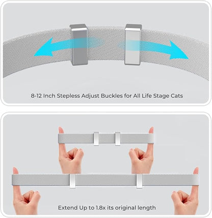AirTag Cat Collar, Ultra Elastic Cat Tracker Collar with Apple Air Tag Holder, [Lightweight & Scratch Resistant] Stepless Adjustable GPS Pet Tracking Collars for Cats Kittens (Grey)