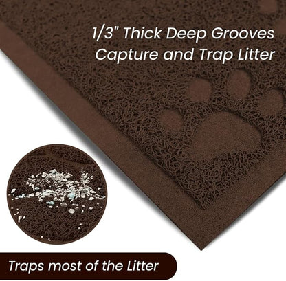 Andalus Extra Large Cat Litter Mat, Pack of 1 - Waterproof, Non-Slip & Easy to Clean Cat Litter Box Mat for Extra Efficient Pet Litter-Trapping, Brown (35” X 23”)