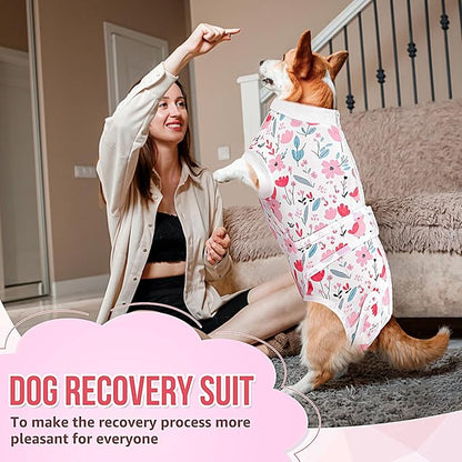 Lukovee Recovery Suit for Dogs, Zipper On Dog Surgery Suit for Female Male Dog, Onesies Bodysuit Prevent Licking Spay Abdominal Wounds Bandages E-Collar Alternative (Pink, XL)