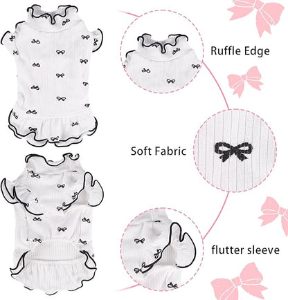 Small Dog Clothes Extra Small Dogs Spring Summer Dress Cute Soft and Breathable Outfits for Female Chihuahua Shih Tzu Yorkshire Puppy Cats (White Dress, Medium)