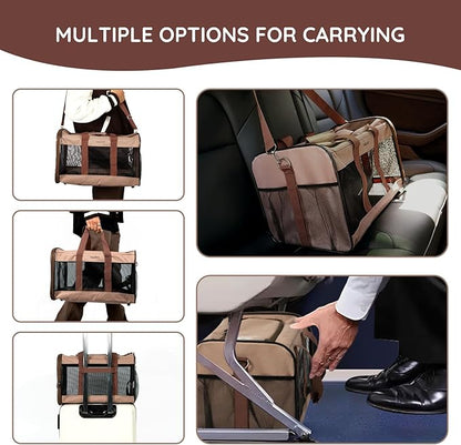 BELLA & PAL Cat Carrier Travel Bag, Airline Approved Lightweight Cat Carrier, Soft Sided Pet Carrier for Puppy Dogs Up to 18lbs, Collapsible Kitten Bag with Removable Waterproof Mat, Ventilated Mesh