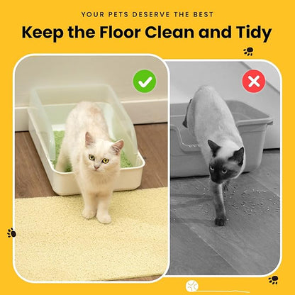 Conlun Cat Litter Mat Litter Trapping Mat, Premium Durable PVC Cute Cat Litter Box Mat, Non-Slip, Less Waste Kitty Litter Mat, Soft on Kitty’s Paws, 24”x 17” cat matts for litter